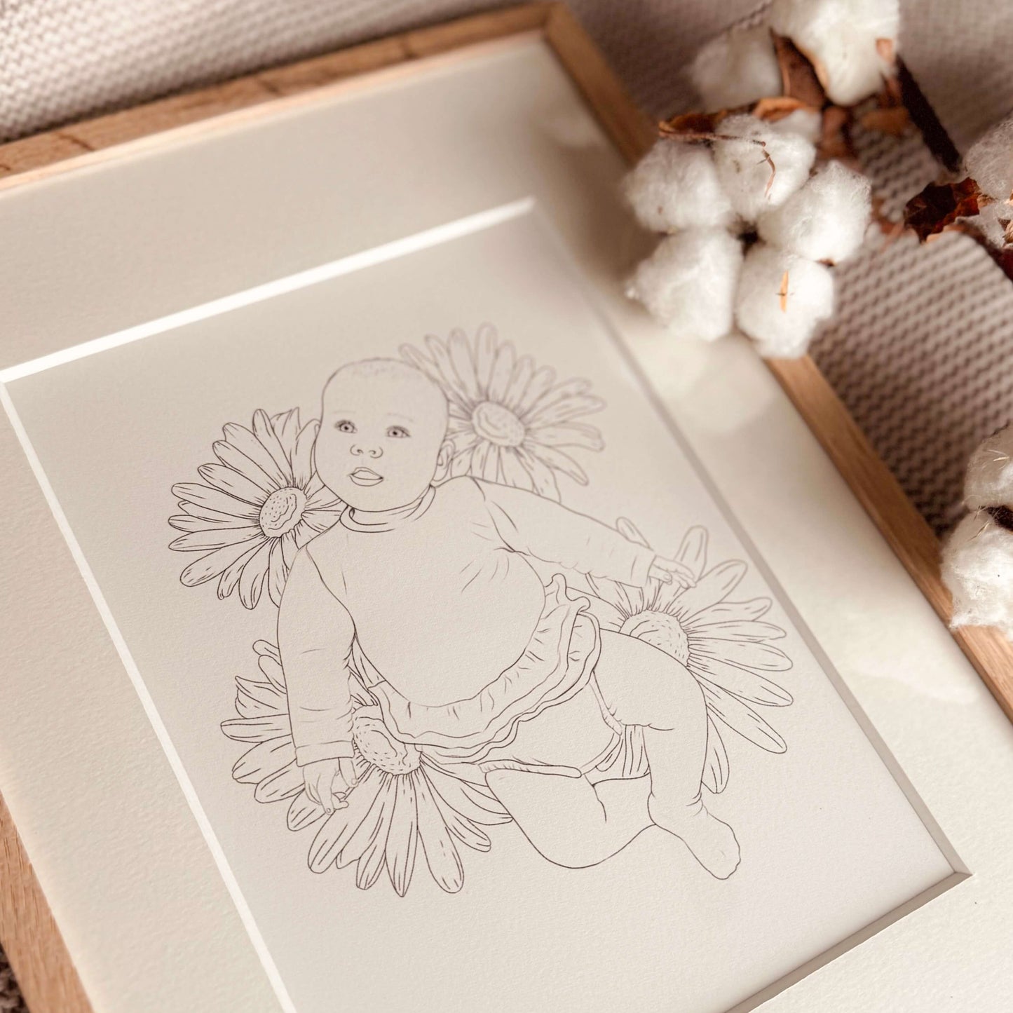 Portret met geboorte bloemen