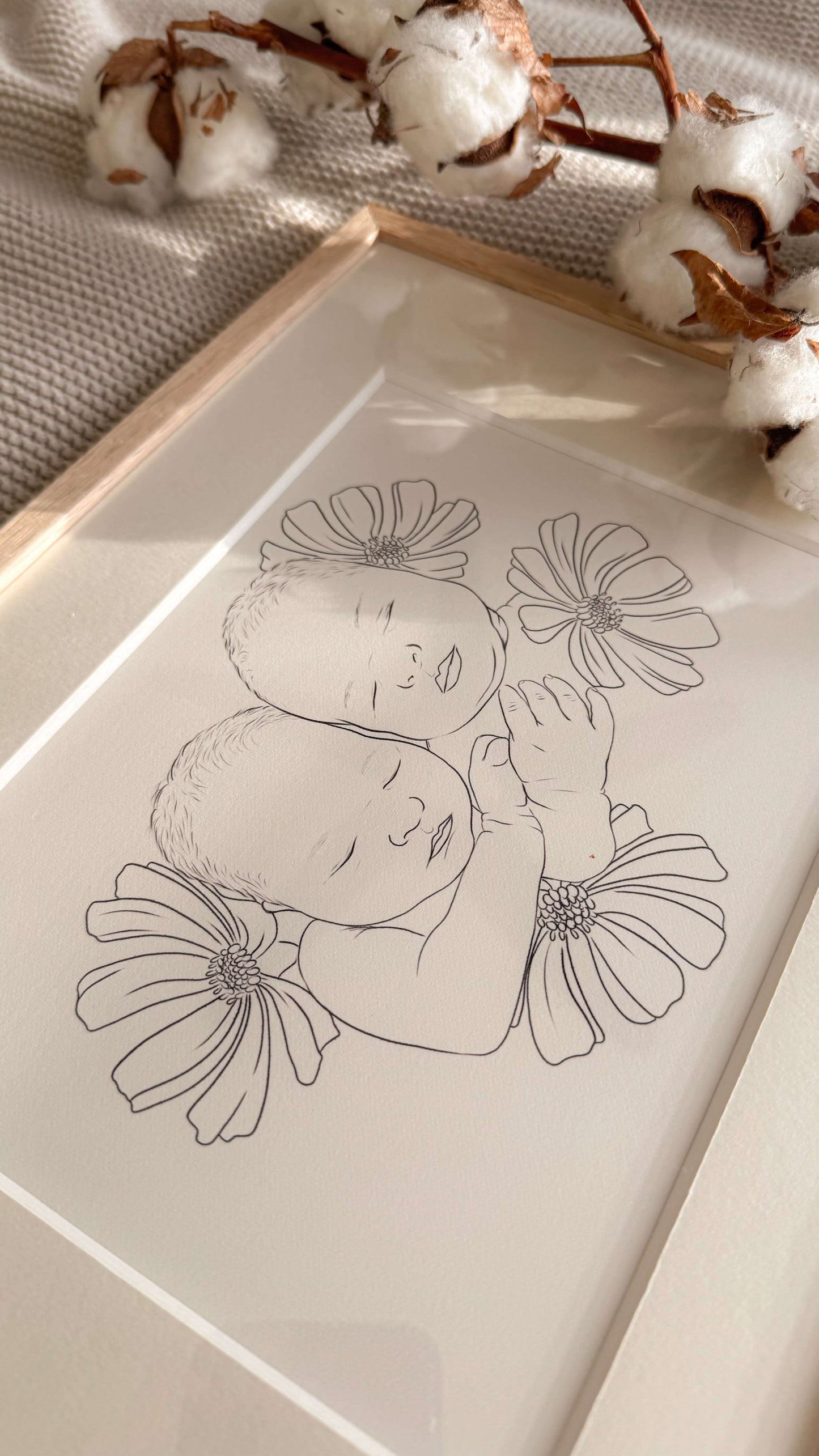 Portret met geboorte bloemen