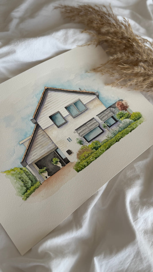 Aquarel Huisportret A3