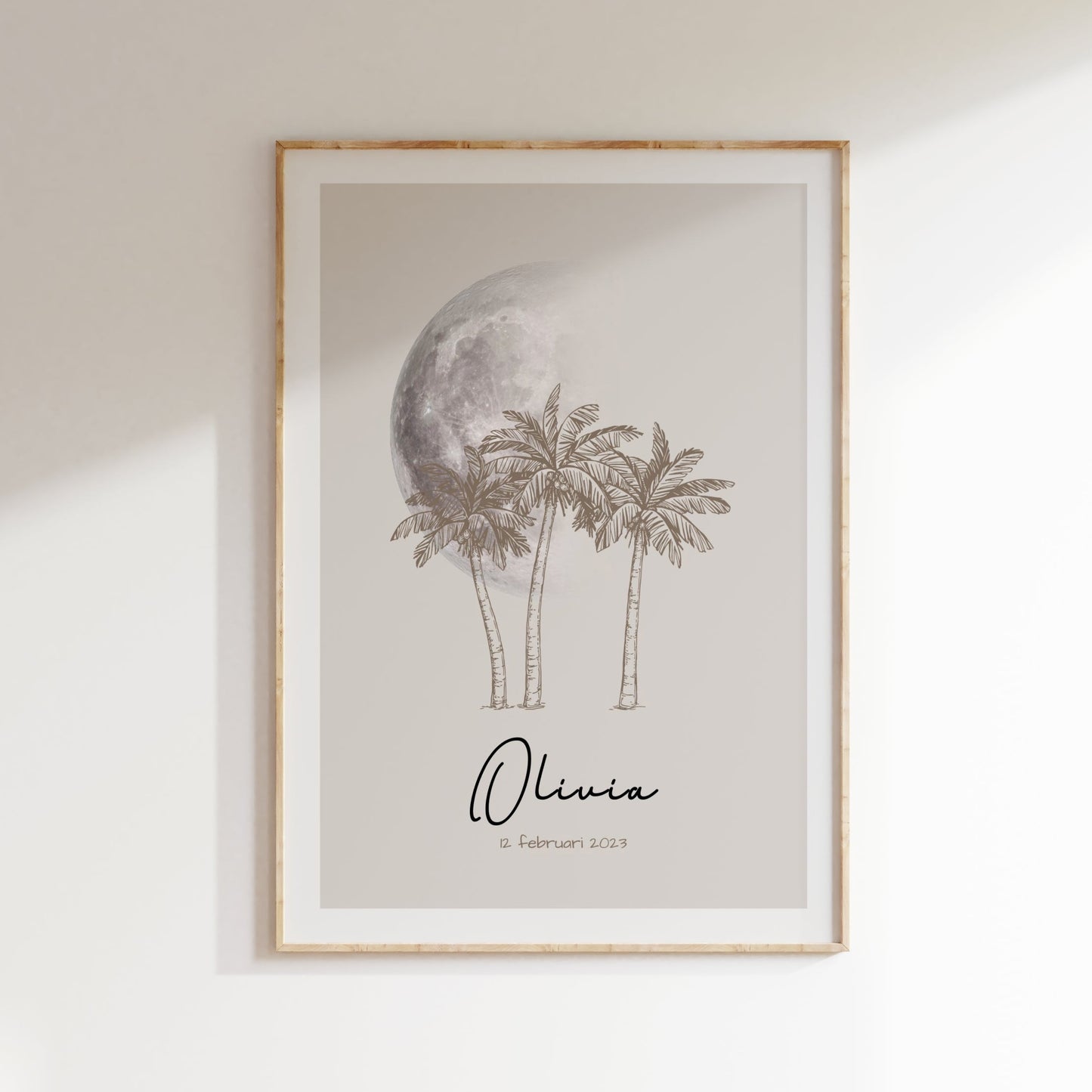 "Moonlight shining trough the palm trees"